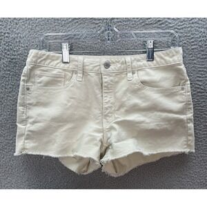 Gap 1969 Shorts Womens 28 Tan Denim Slim Cut Offs Stretch Raw Hem Preppy Beach